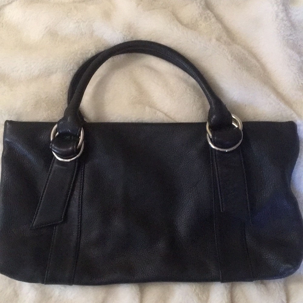 Black genuine leather purse